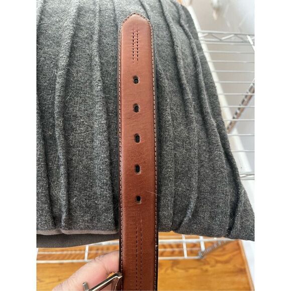 El Lucero Mens Brown Leather Perforated Stitch Belt sz 120 or US 48 NWOT - Picture 5 of 7